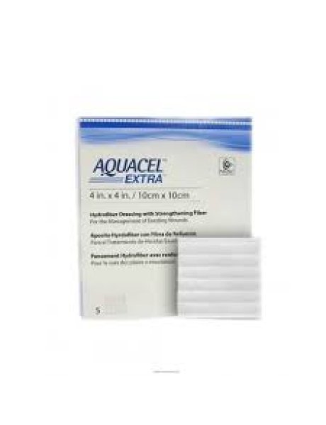 MEDICAZIONE IN TECNOLOGIA HYDROFIBER IN CARBOSSIMETILCELLULOSA SODICA E CELLULOSA RIGENERATA AQUACEL EXTRA 10X10 CM 5 PEZZI