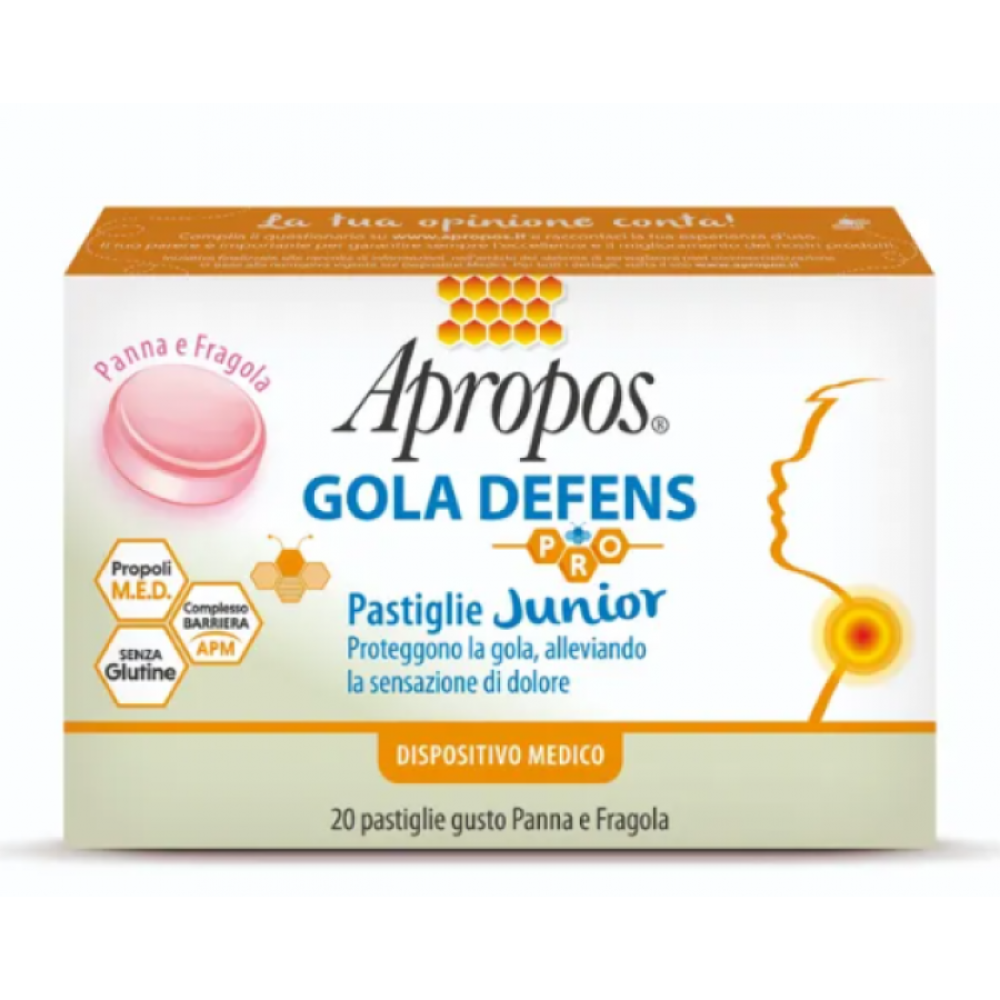 APROPOS GOLA DEFENS PRO 20 PASTIGLIE JUNIOR PANNA FRAGOLA-per le problematiche della bocca e della gola nei più piccoli