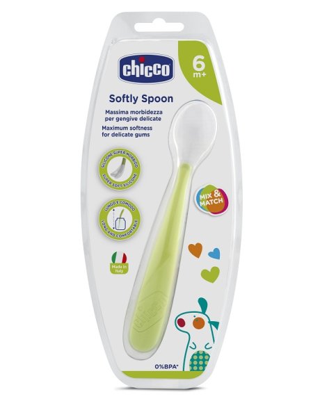 CHICCO CUCCHIAIO MORBIDO SILICONE 6M+ VERDE UP