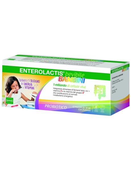 ENTEROLACTIS BEVIBILE BAMBINI 12 FLACONCINI DA 10 ML