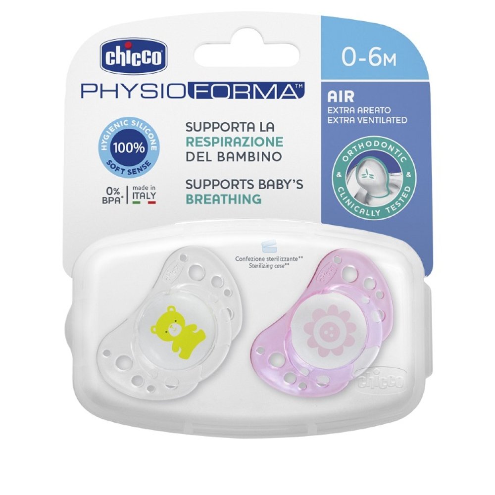 CHICCO SUCCHICCO AIR GIRL SILICONE 0-6 MESI 2 PEZZI