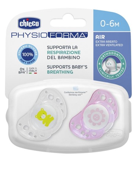 CHICCO SUCCHICCO AIR GIRL SILICONE 0-6 MESI 2 PEZZI