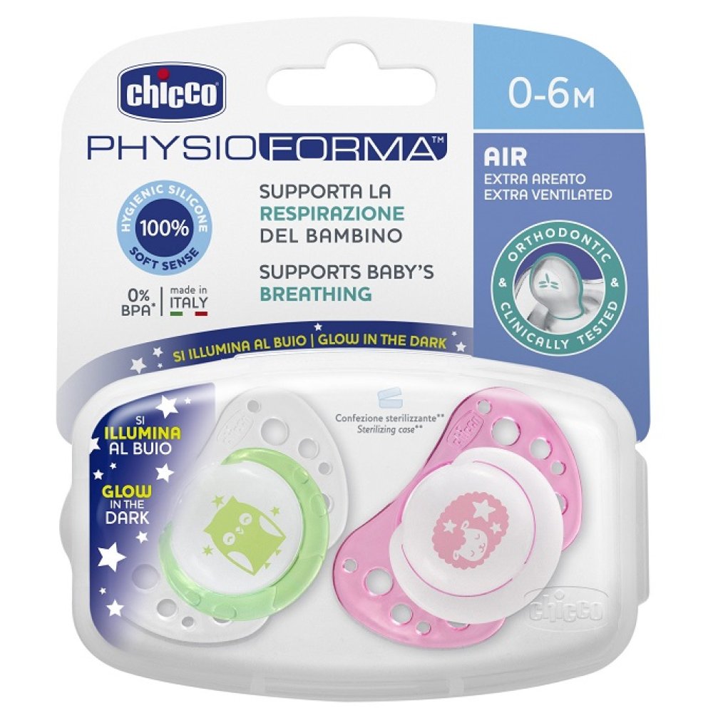 CHICCO SUCCHICCO AIR LUM SILICONE 0-6 MESI 2 PEZZI