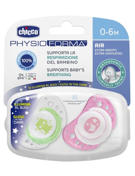 CHICCO SUCCHICCO AIR LUM SILICONE 0-6 MESI 2 PEZZI