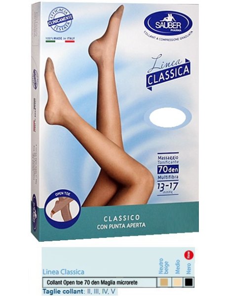SAUBER COLLANT OPEN TOE MAGLIA MICRORETE 70 DEN COLORE NEUTRO BEIGE 3 LINEA CLASSICA
