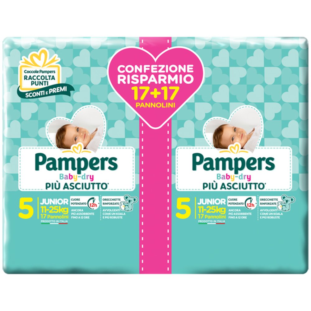 PAMPERS BABY DRY DUO DWCT JUNIOR 34PZ