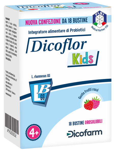 DICOFLOR KIDS 18 BUSTINE OROSOLUBILI GUSTO FRUTTI ROSSI