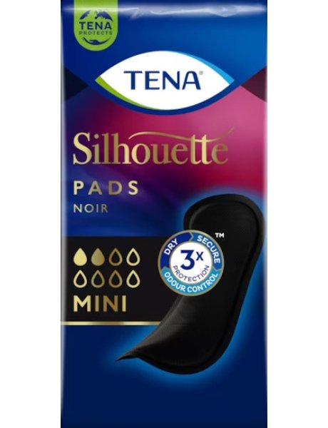 ASSORBENTE NERO INCONTINENZA LEGGERA TENA SILHOUETTE NOIR MINI 18 PEZZI